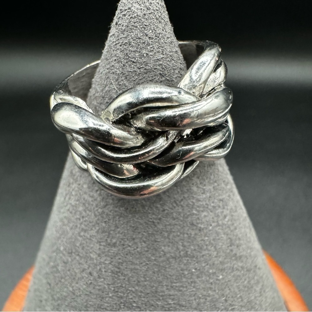 Chunky Silver Tone Braided Knot Thumb? Ring Size 8.5